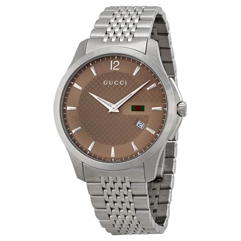 gucci g timeless brown dial stainless steel men's watch|Gucci g timeless watch price.